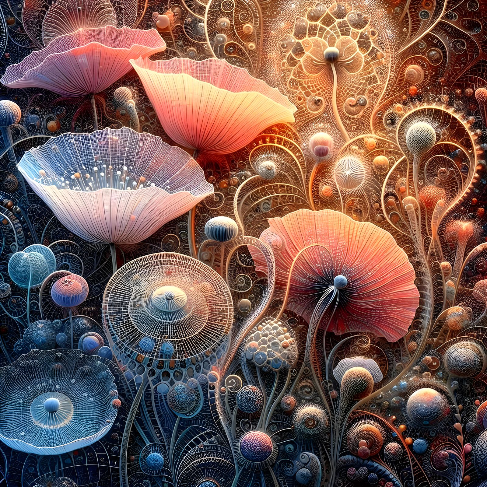 Scratch-Lines Of Intricate Poppies....