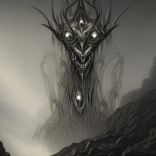 Translucent humanoid creature glowing eye sharp tendrils erupting from ...