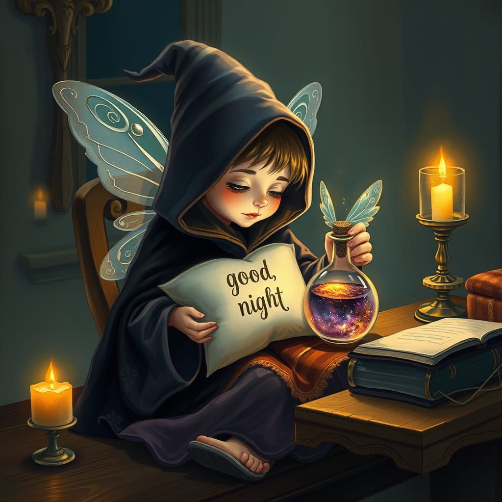 Enchanted Fairy Wizard in Velvet Cloak