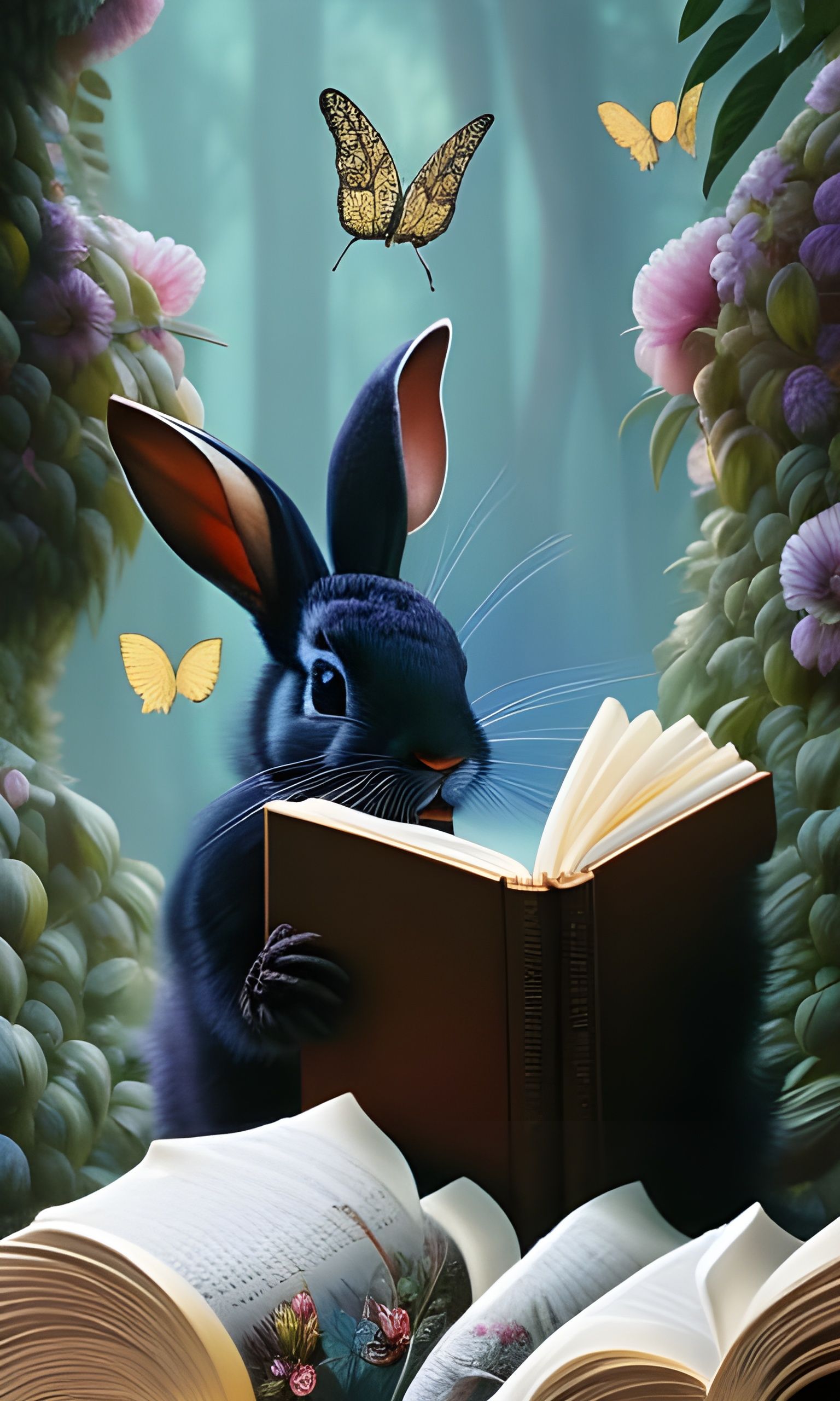 Bunny studying
