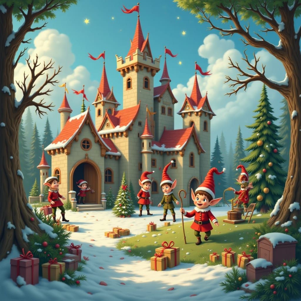 a castle in the style of <lora:Elf Service:1.0>