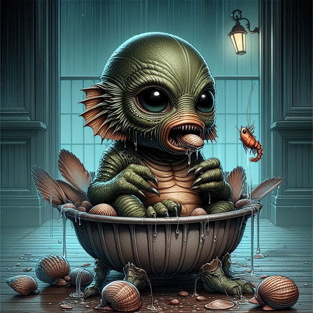 Feeding Time: Baby Creature From The Black Lagoon