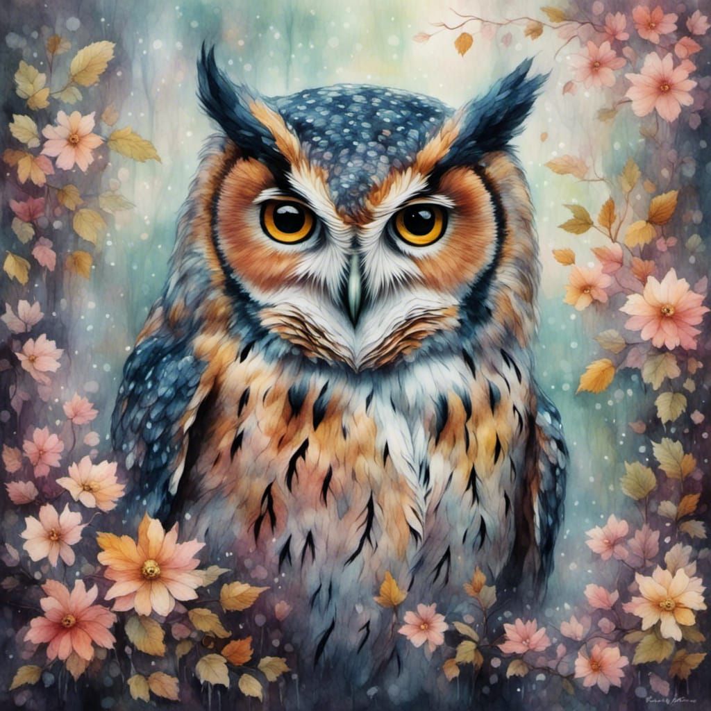 <lora:Eerie Mist:1.0> owl