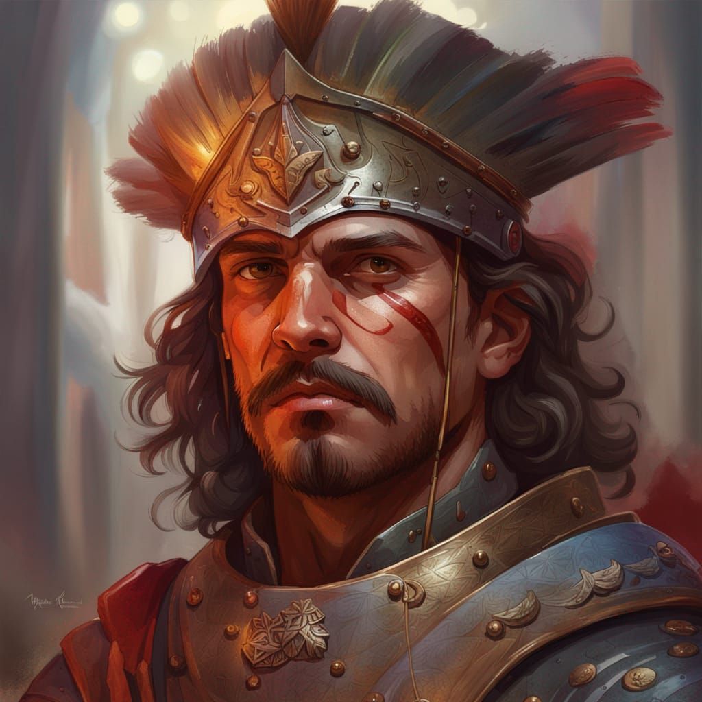 Medieval Spanish Conquistador Portrait in Hyperdetailed Digi...