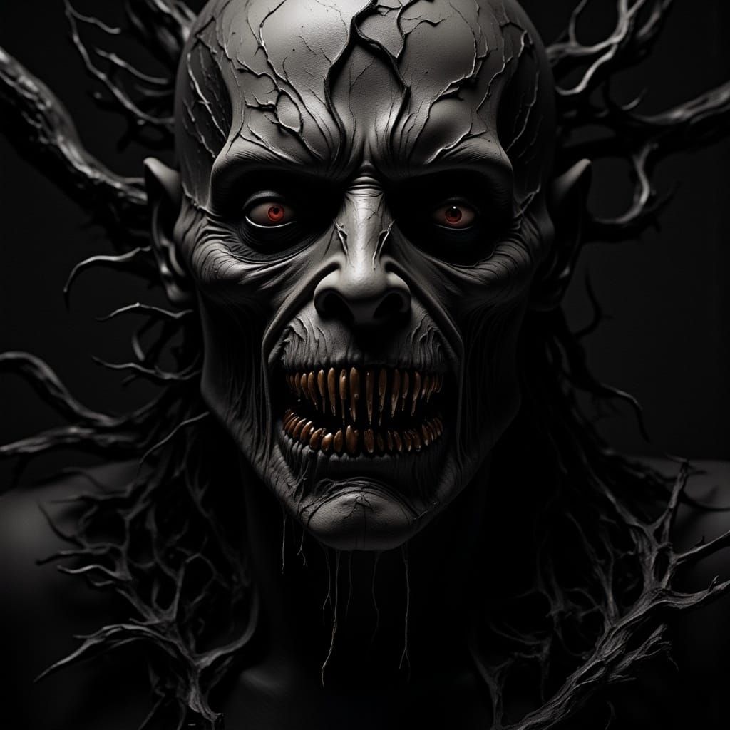 <lora:Giggity Giggity:1.0> Dark Magical Realism. Close-up medium shot. H.R. Giger