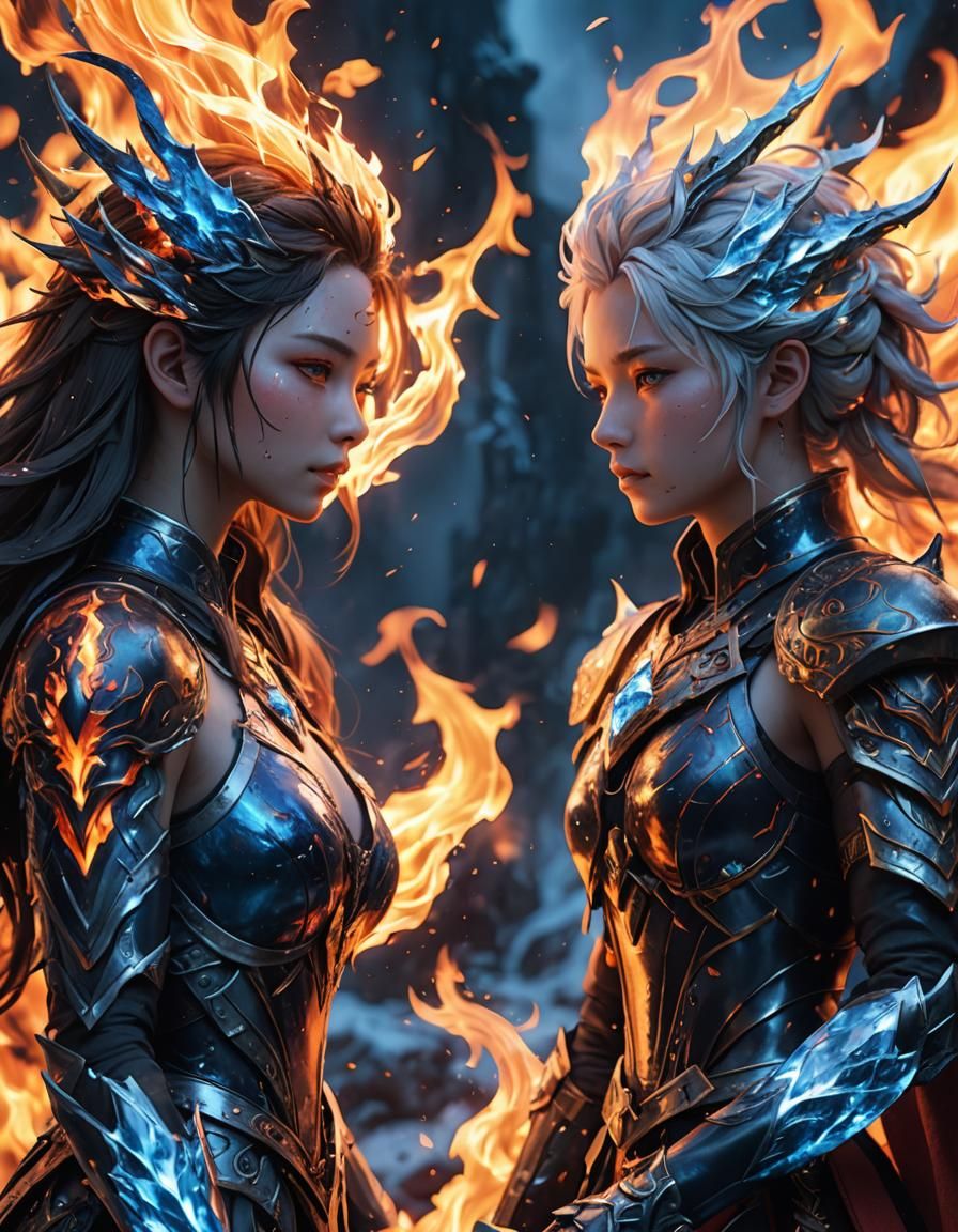 Fire and Ice - AI Generated Artwork - NightCafe Creator