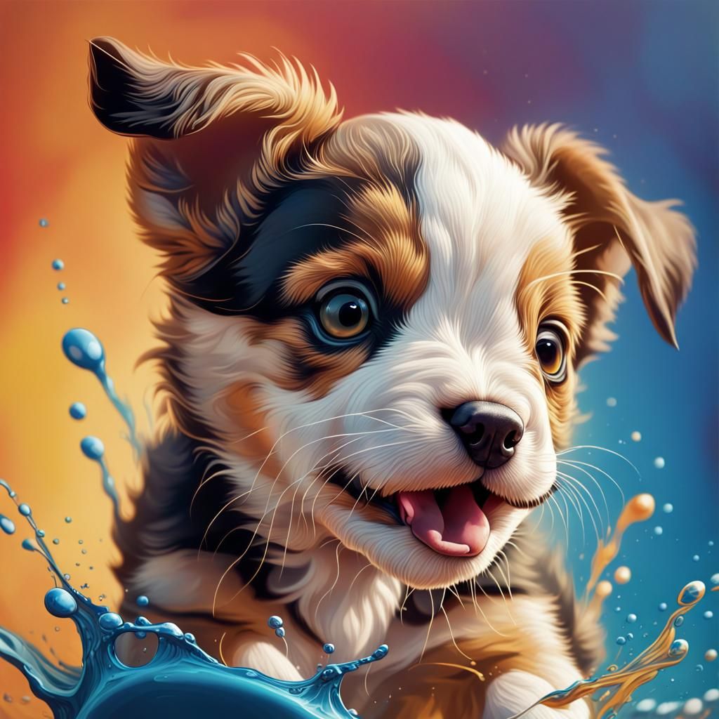 Illustration of a playful puppy