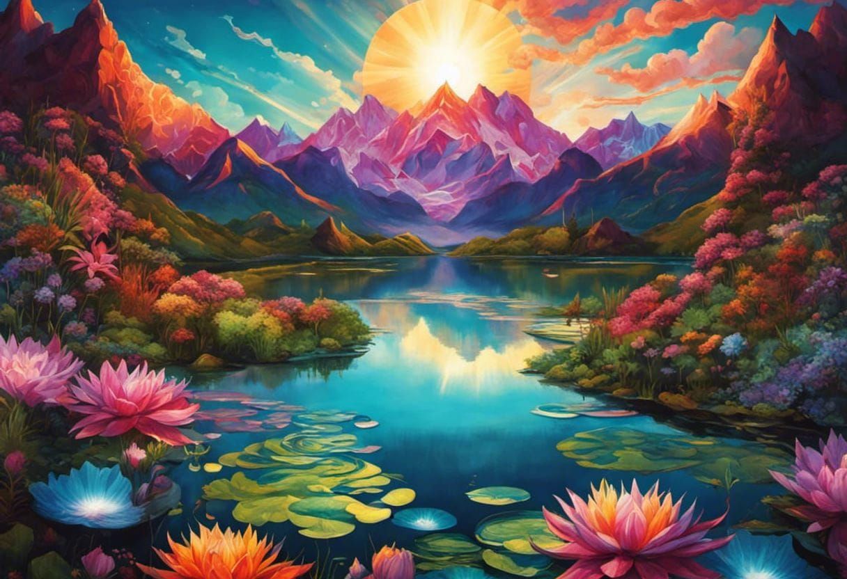 Mountain lotuses landscape
