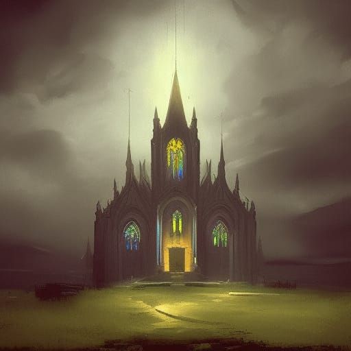 Monk church dark sky