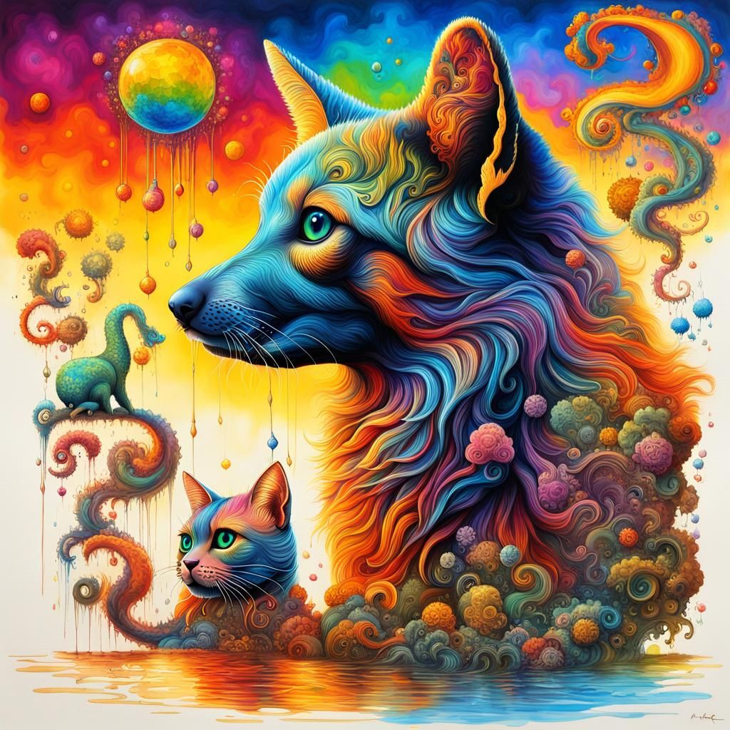 Raining Cats and Dogs as Digital Art Mosaic