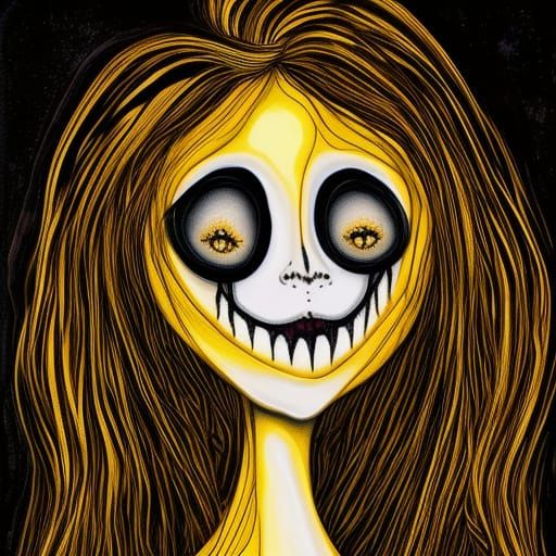 Golden Woman Melts: A Tim Burtonesque Vision