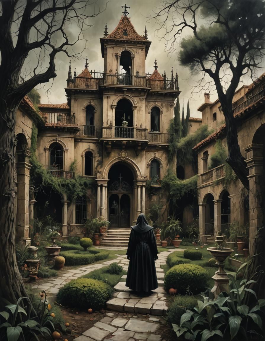 gothic haunted spanish villa garden horror