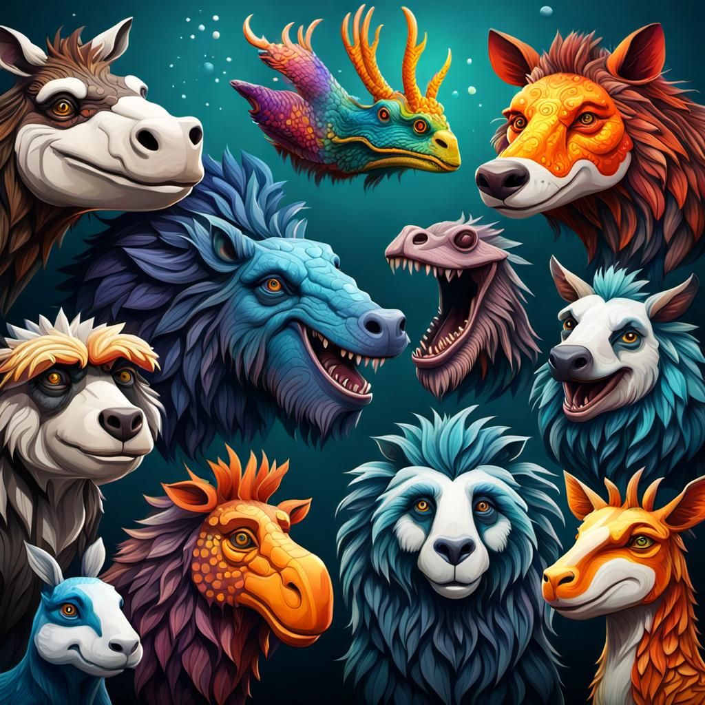 random ((smiling animals)) drawn by ((Sandra Boynton))