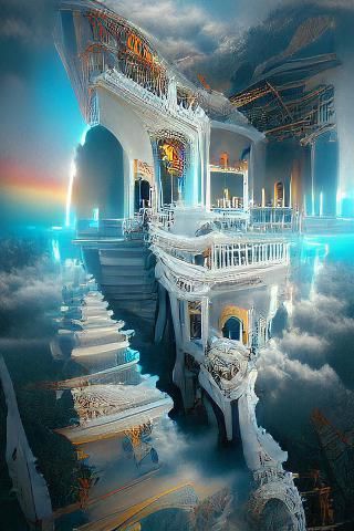 Beautiful palace in heaven 8k resolution holographic astral ...
