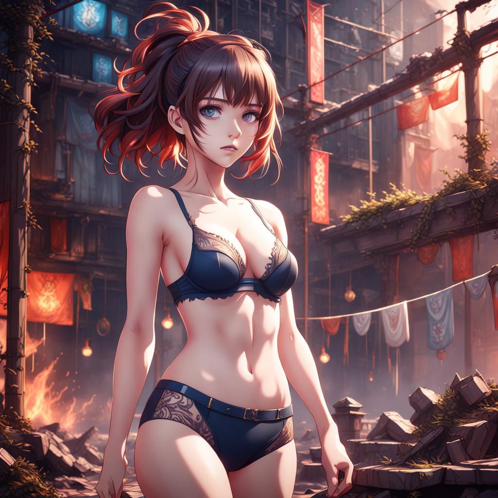Gorgeous anime girl looking at viewer