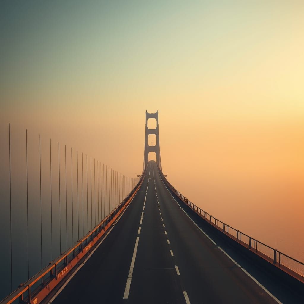 Endless Bridge in Golden Light