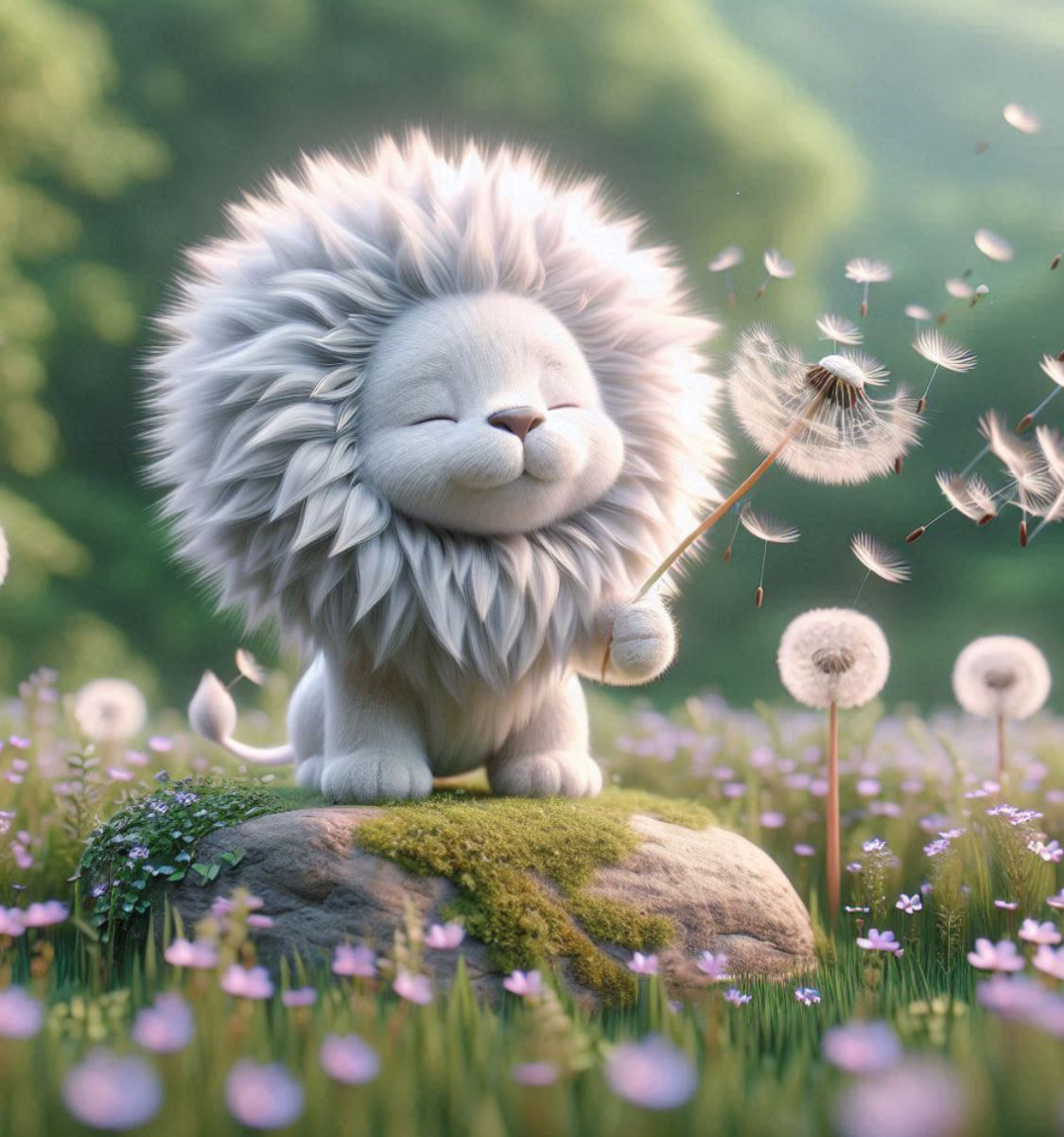 Lion with dandelion