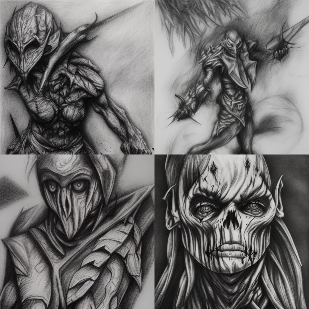 Dark Goblin Slayer Charcoal Drawing