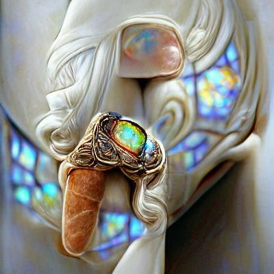 Beautiful Art nouveau ring with opal