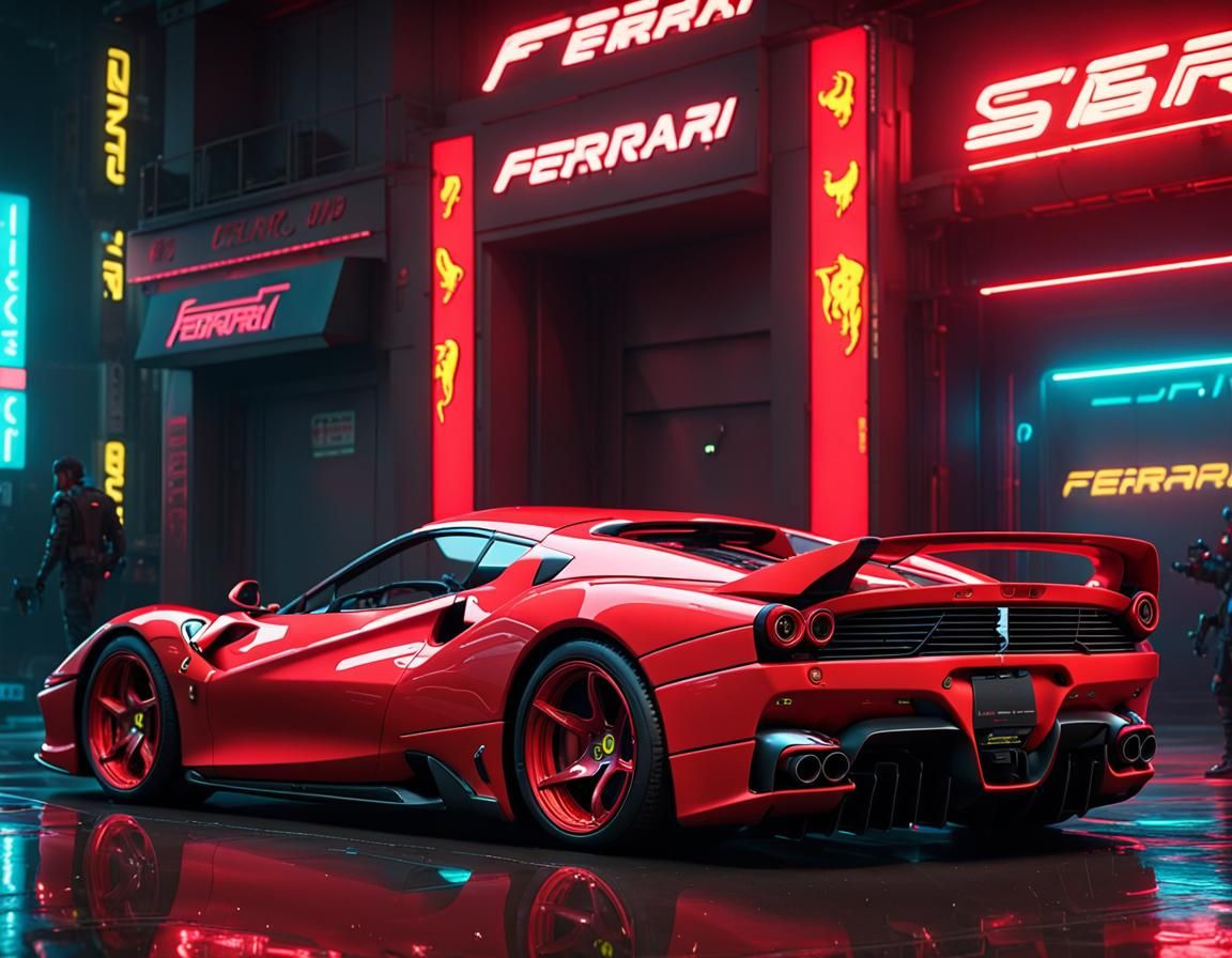 Ferrari (Cyberpunk RED) II - AI Generated Artwork - NightCafe Creator