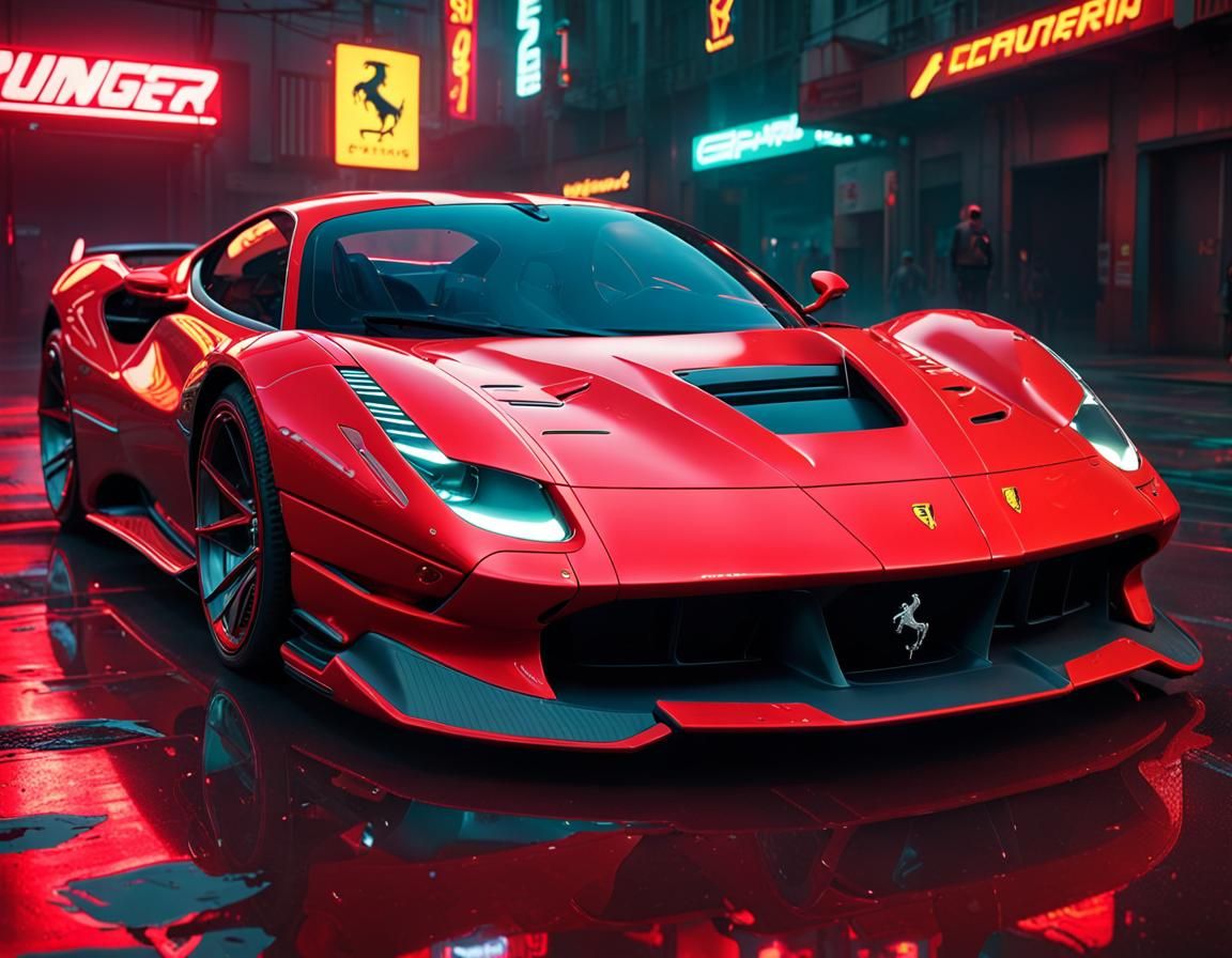 Ferrari (Cyberpunk RED) IV - AI Generated Artwork - NightCafe Creator