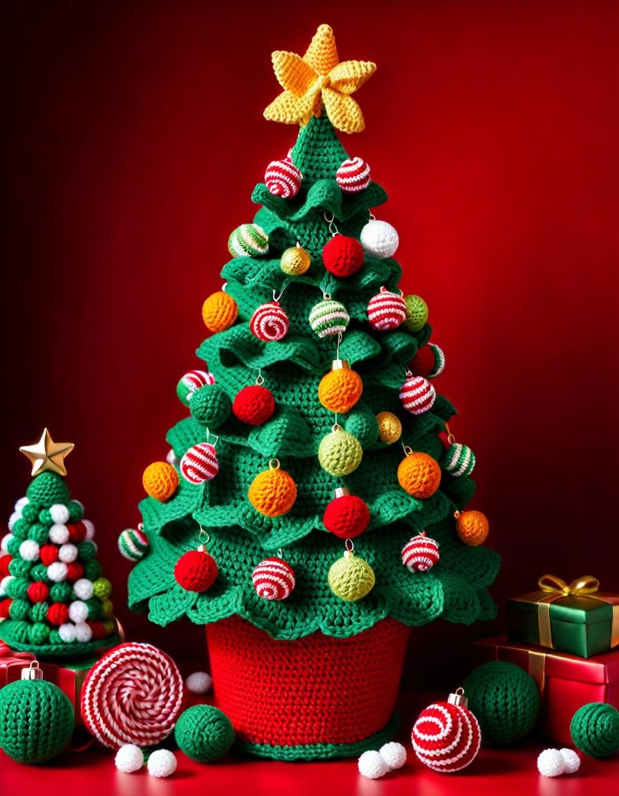 Grandma's knit Xmas Tree   by @fiercebearart