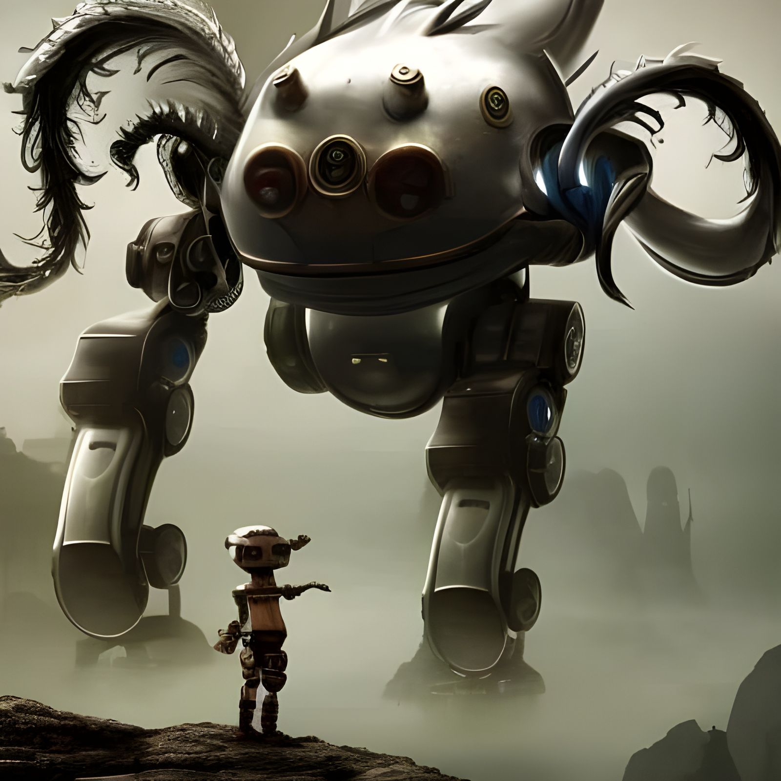 Steampunk Robot Friend with Glowing Eyes