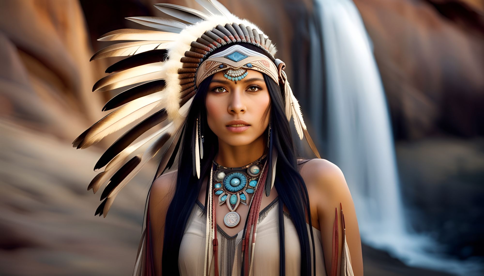 Native American Girl with Eagle 4K wallpaper download