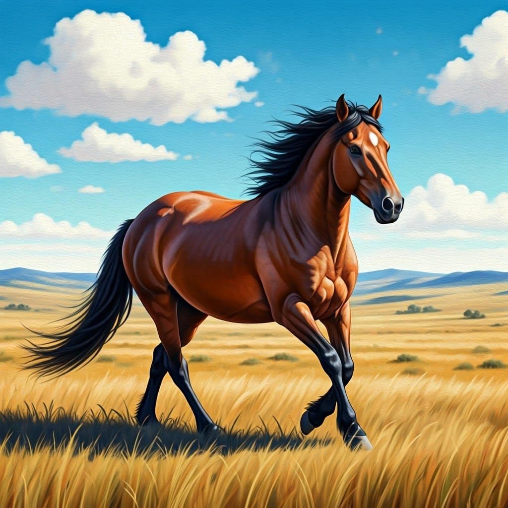 Majestic Wild Horse Galloping in Savannah