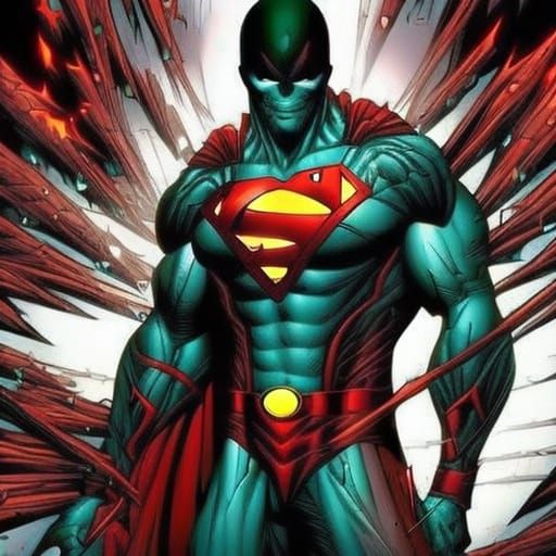 Spawn x superman red eyes fire