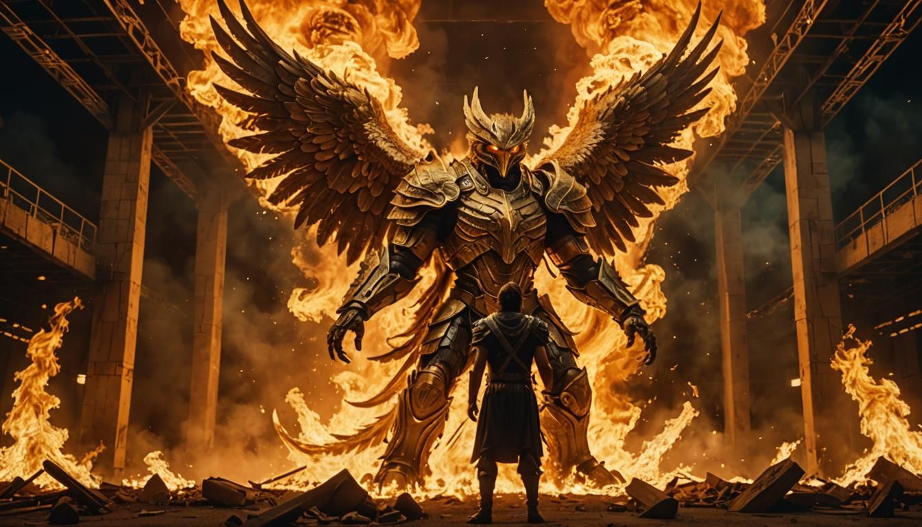 Victorious Warrior in Burning Phoenix Arena