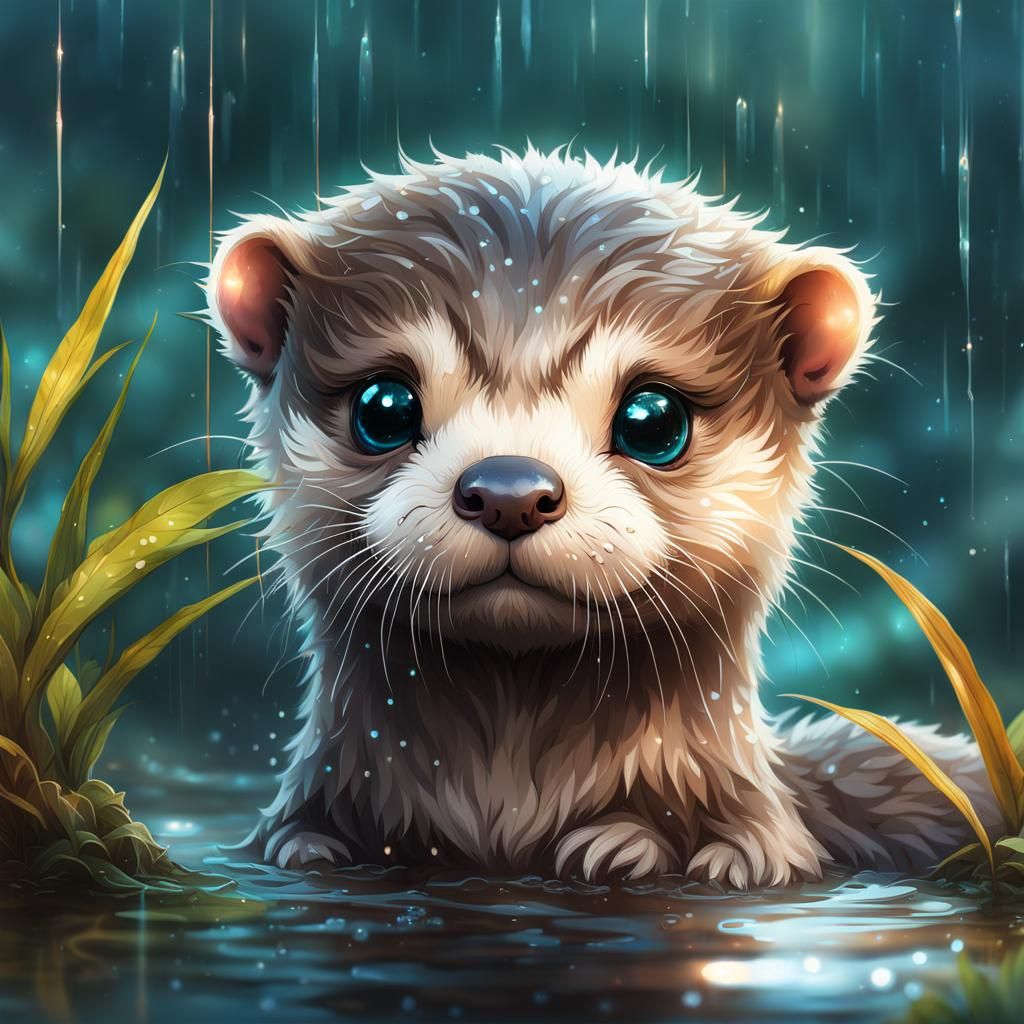 baby otter  by @Magdalene