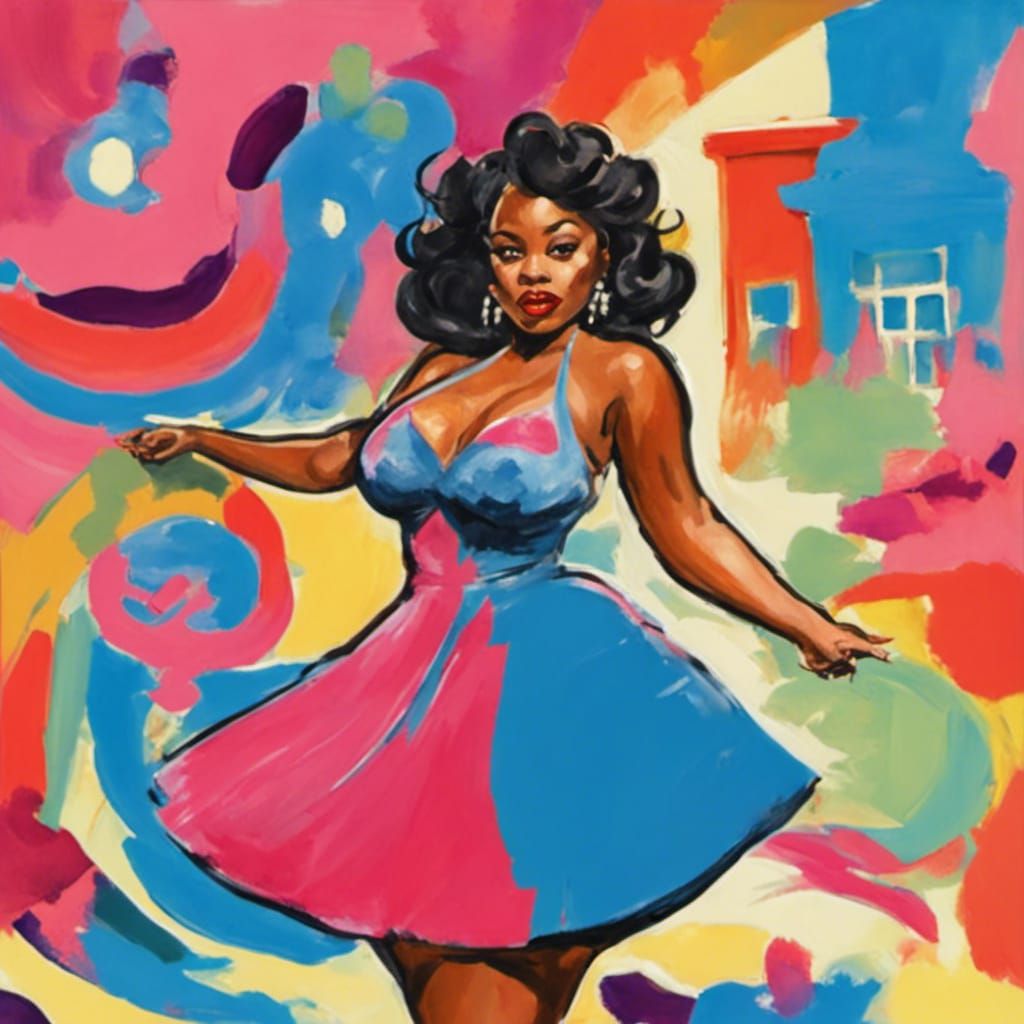 black pin-up girl in the city fat - AI Generated Artwork - NightCafe ...