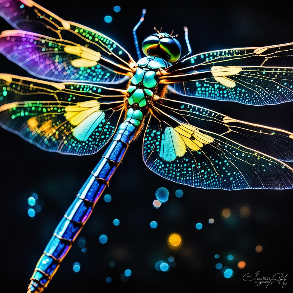 Bioluminescent Dragonfly - AI Generated Artwork - NightCafe Creator