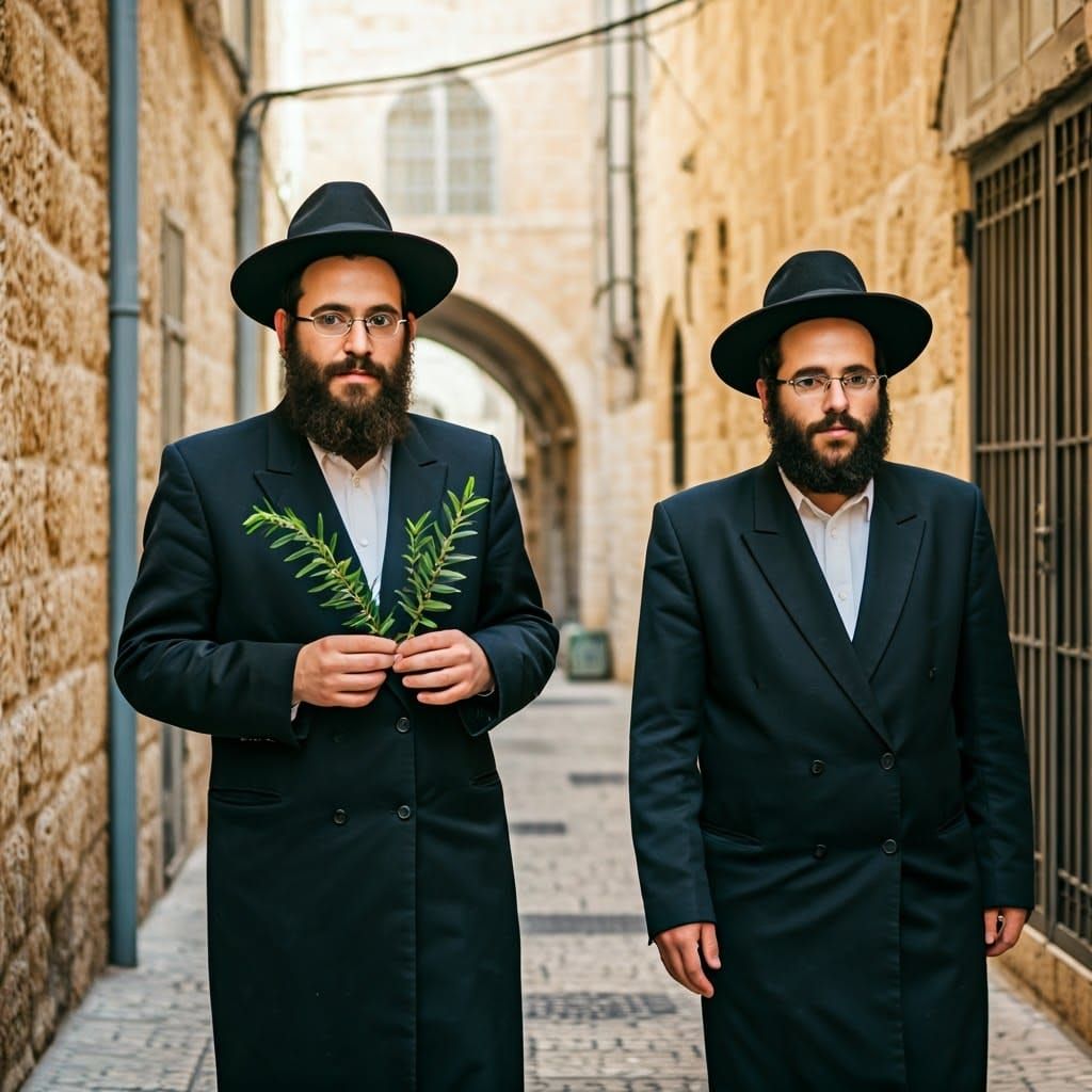 Orthodox Jews Stroll Through Ancient Jerusalem Streets