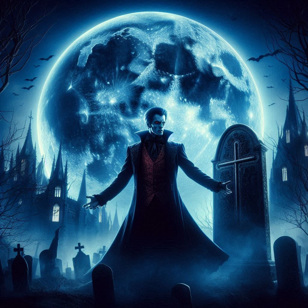 Vampire in a graveyard