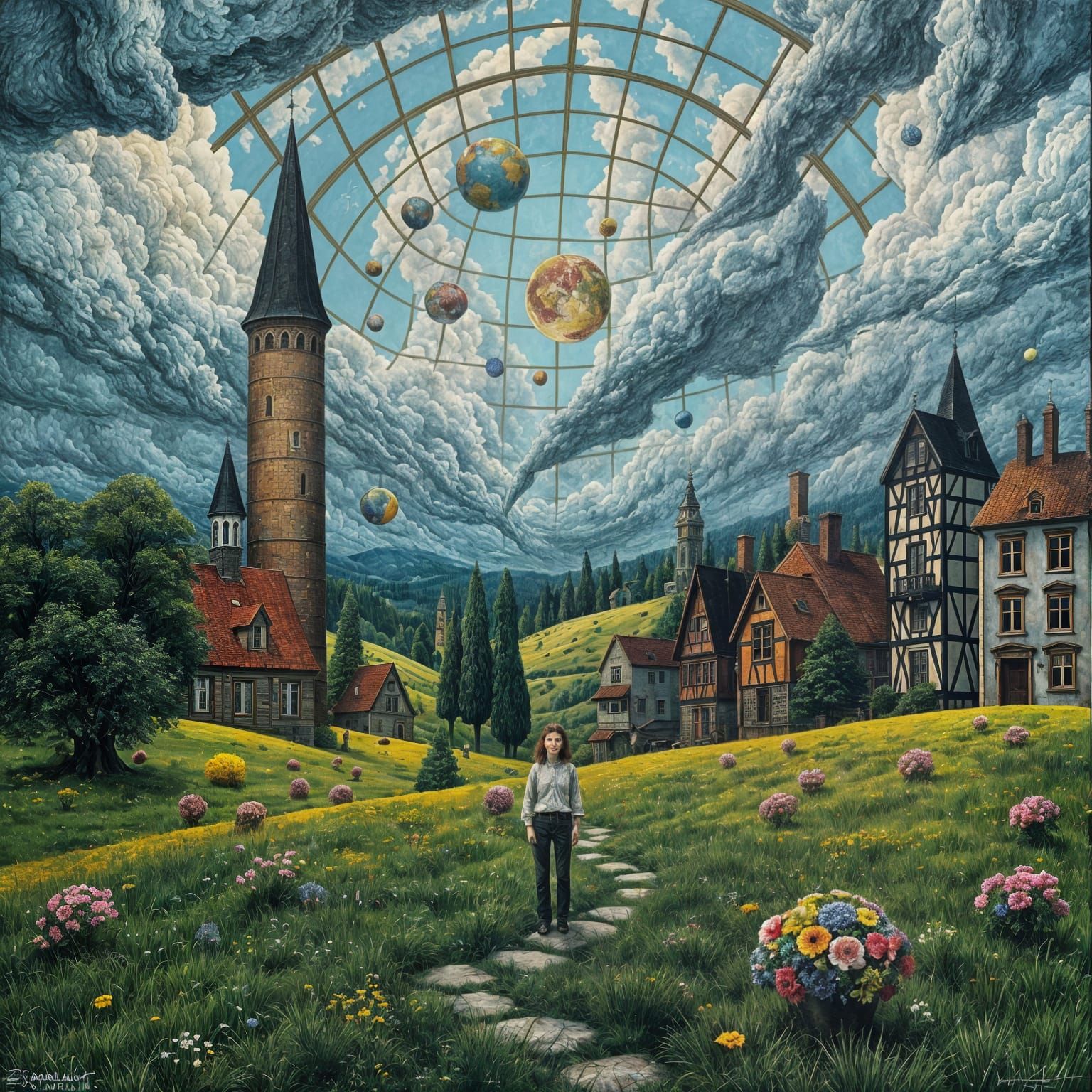 Surreal Glass Sky With Intricate Hypercomplex Artwork