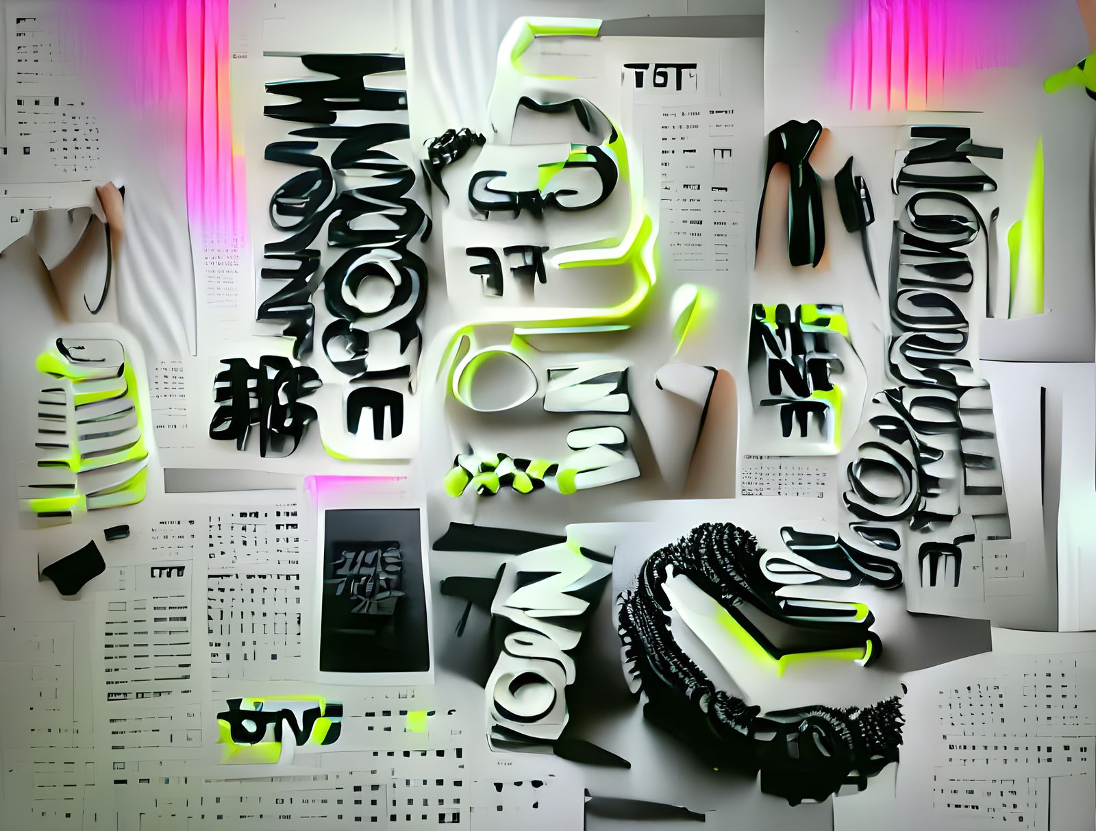 monochrome & neon typography