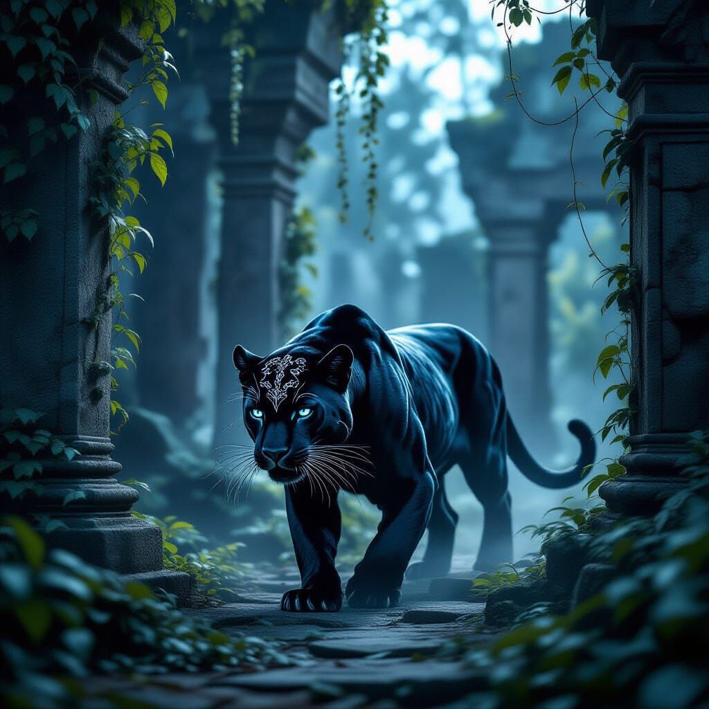 A majestic black panther