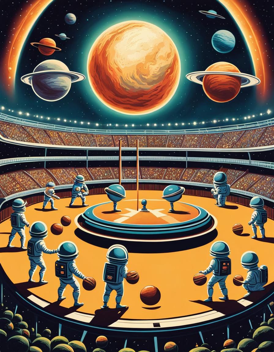 all kind of space aliens playing Intergalactic Baseball Game...