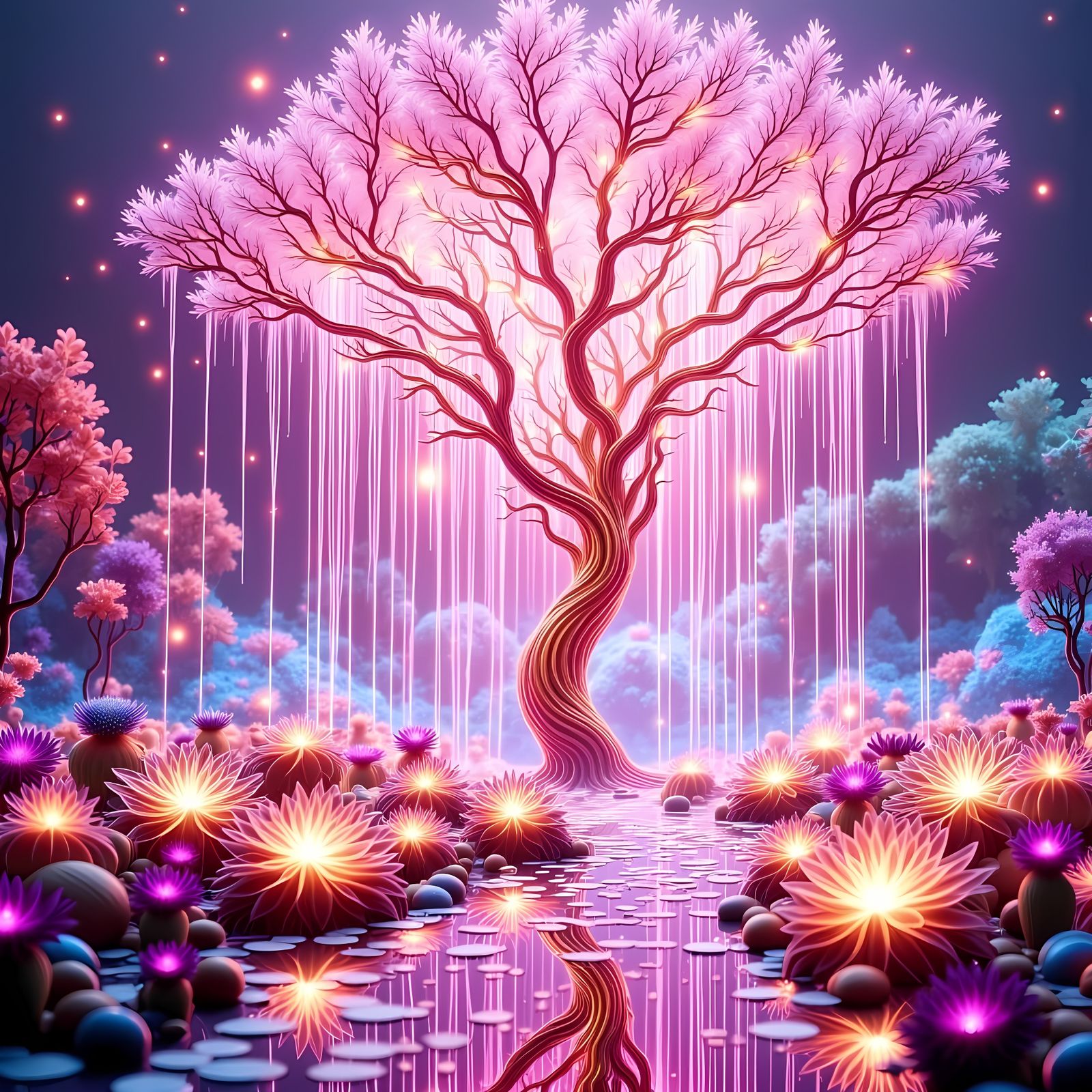 <lora:Light Effects:1.0> Light effects, Light effects, Electrical energy, Aura,  Photorealistic breathtaking 3D scene set in a luminous gard...