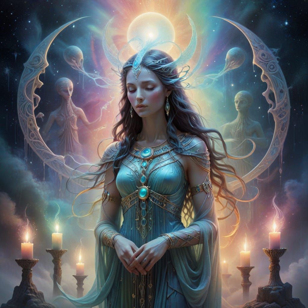 The Priestess Thoth tarot airbrush art