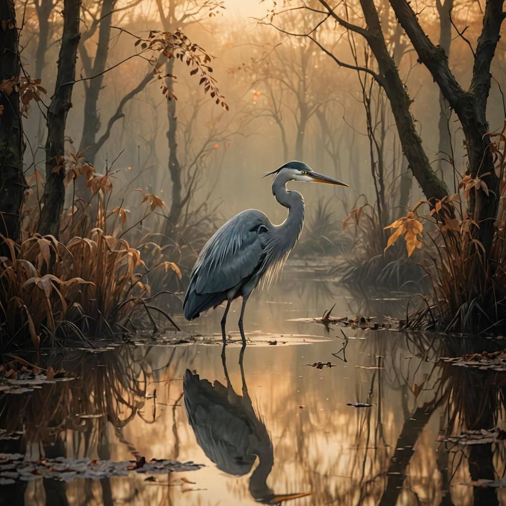 Autumn Heron  by @JollyNewt