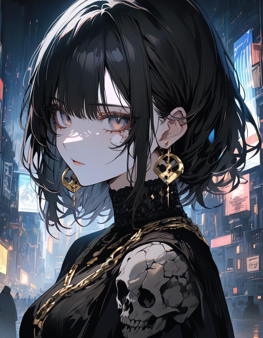 Dichotomous Woman with Pale and Dark Features