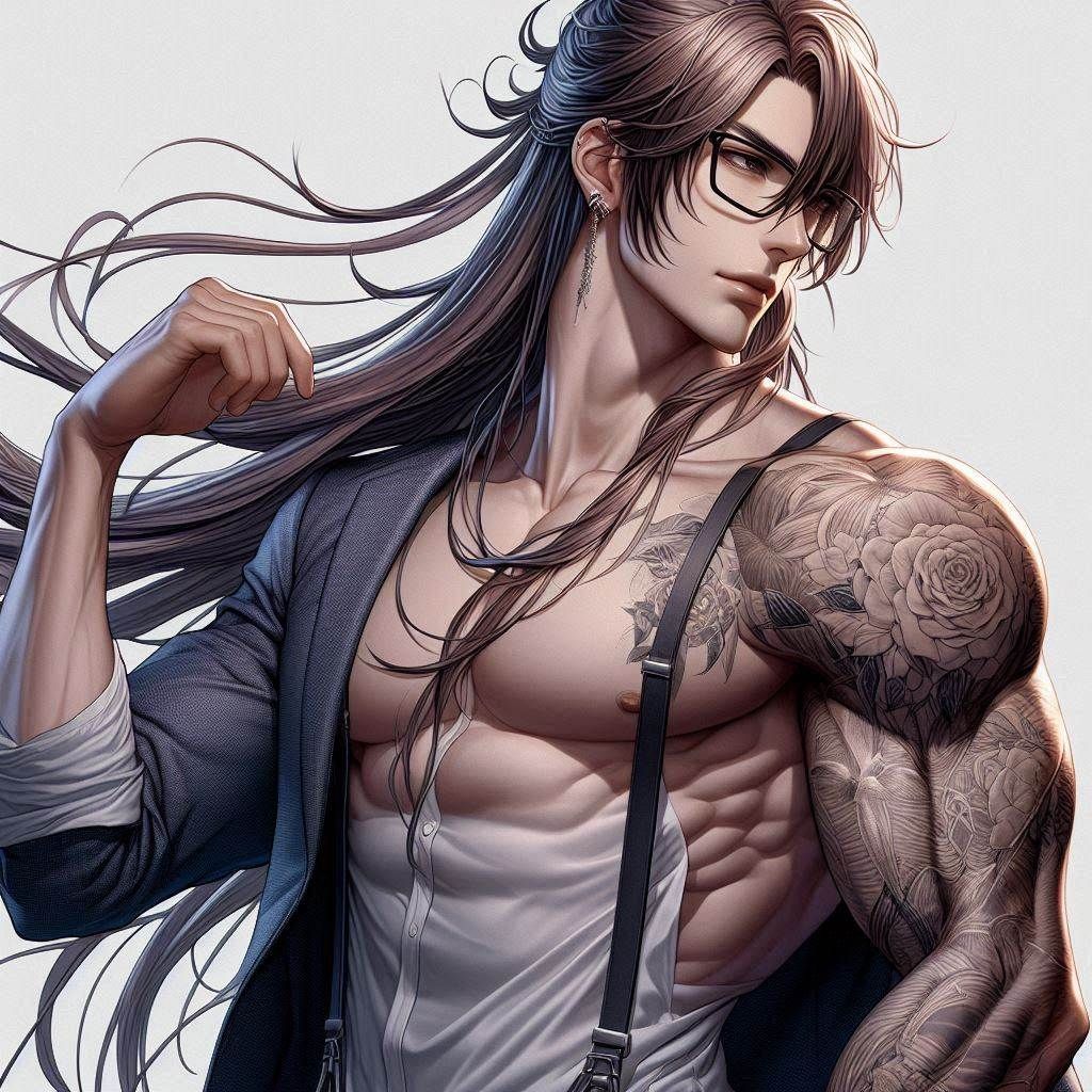 Bishounen Style Portrait wearing stylish glasses