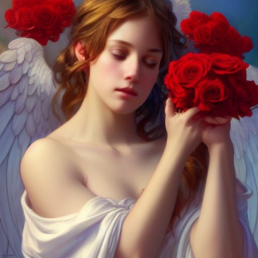Angel of Love Portrait in Art Nouveau Style