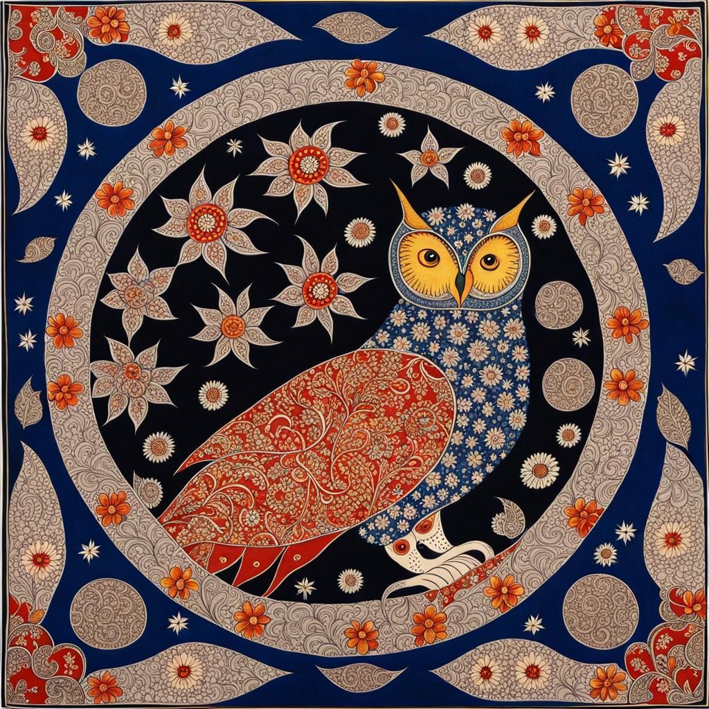 Kalamkari painting - Blossom in moon's glow