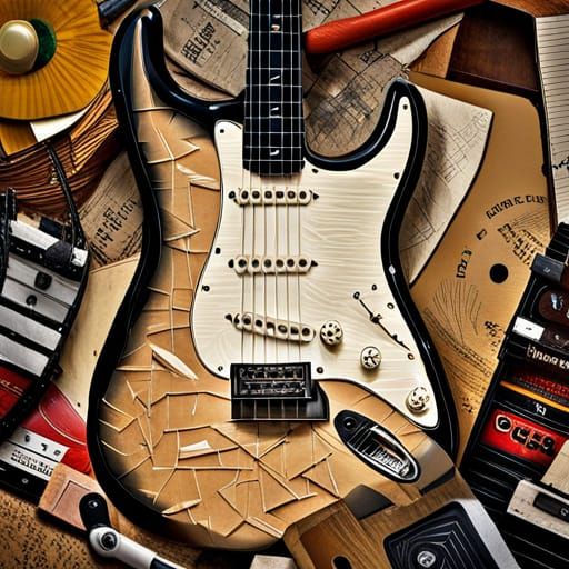 Collage Art of Fender Stratocaster Guitars AI Generated Artwork NightCafe Creator