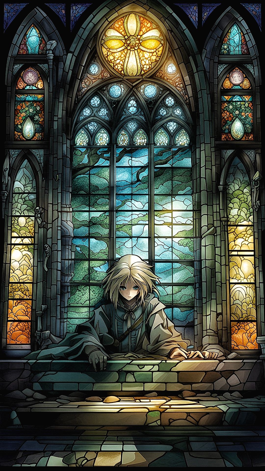 Anime And Stained Glass Window