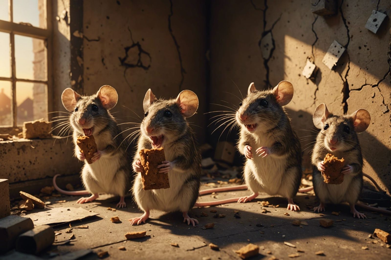 A group of angry mice.  by @Vinylrenen